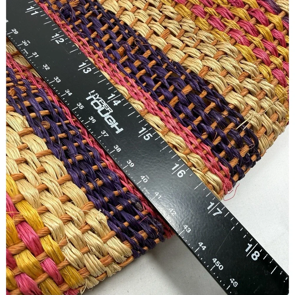 Handwoven Natural Fiber Tote Bag Multicolor Boho Market Shopper X Large EUC‎